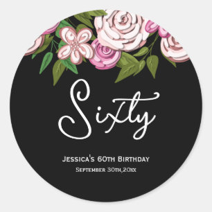 Sticker Rond Script floral moderne 60e anniversaire