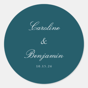 Sticker Rond Script formel Mariage élégant Personnalisé Turquoi