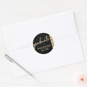 Sticker Rond Script Gold   Brosse classique avec année