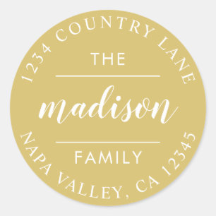 Sticker Rond Script Gold Circle Créez votre propre adresse de r