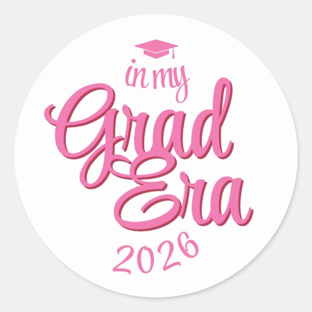 Sticker Rond Script Grad Ère Personnalisé Année Diplômé (Devant)