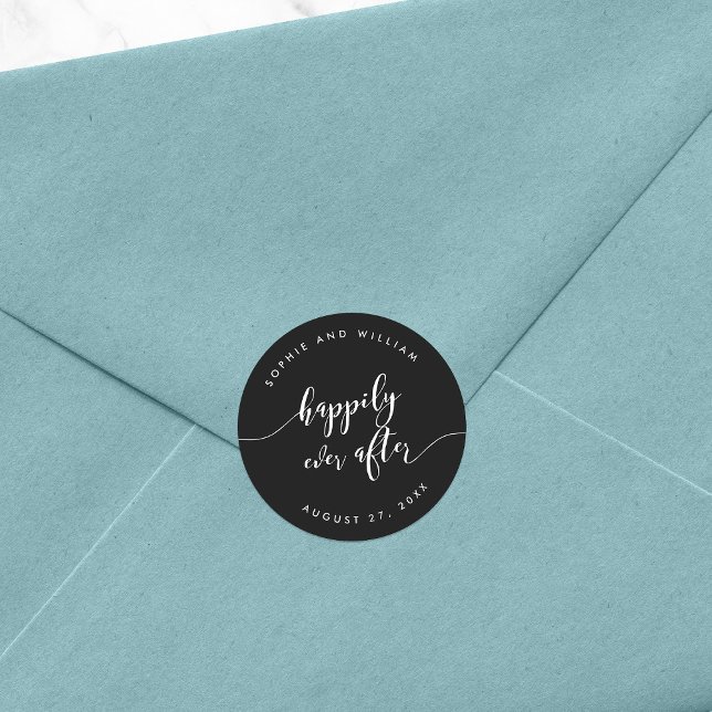 Sticker Rond Script Heureux Jamais après le Mariage de couleur  (Créateur téléchargé)