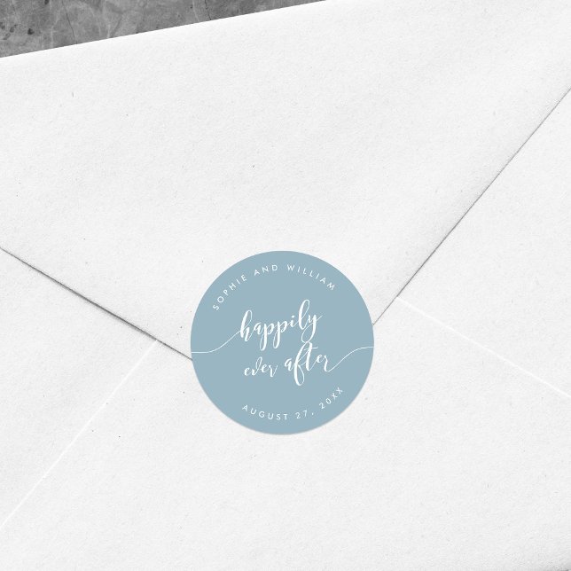 Sticker Rond Script Heureux Jamais après le Mariage de couleur  (Créateur téléchargé)