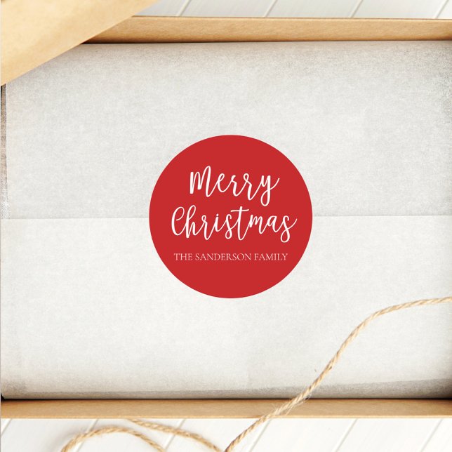 Sticker Rond Script Joyeux Noël Nom de famille (Créateur téléchargé)