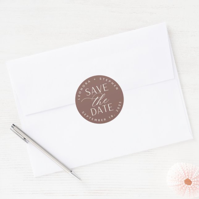 Sticker Rond Script lisse | Enregistrer la date (Enveloppe)