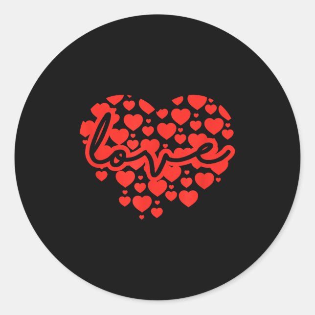 Sticker Rond Script Love Heart Of Hearts Valentine's Day  (Devant)