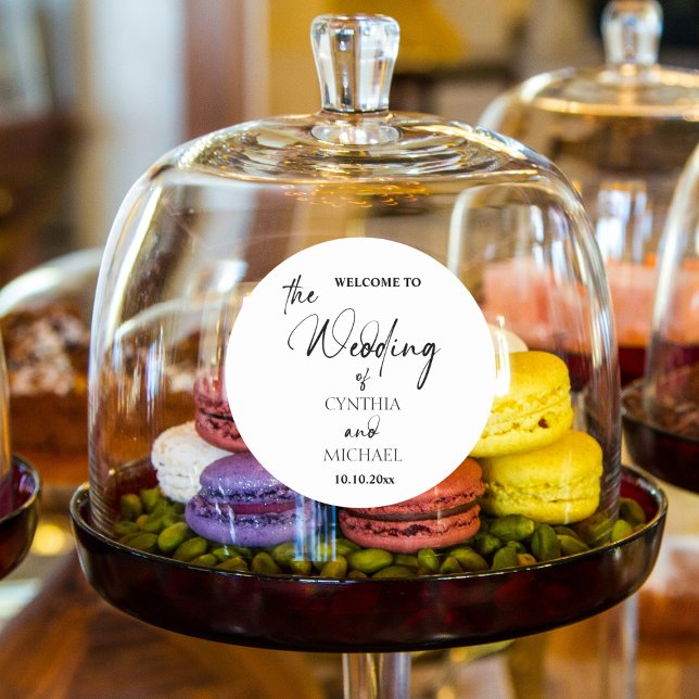 Sticker Rond Script manuscrit 'Bienvenue à notre mariage'  (Créateur téléchargé)