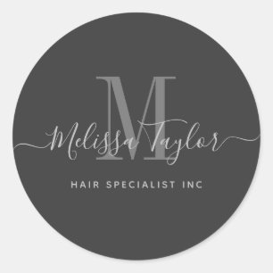 Sticker Rond Script manuscrit moderne Premium Black Business