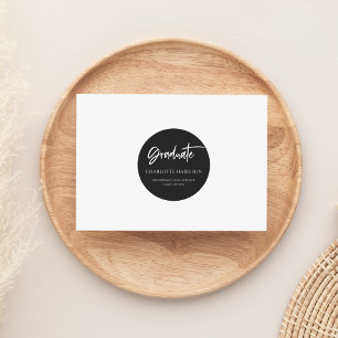 Sticker Rond Script manuscrit noir blanc Graduation