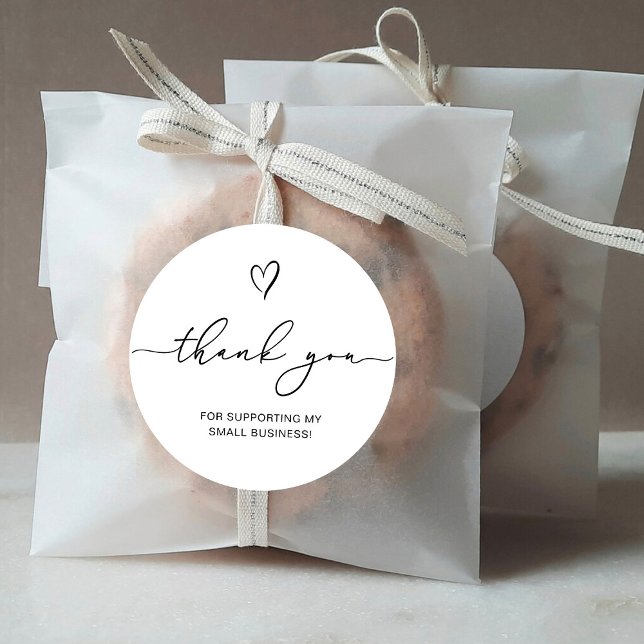 Sticker Rond Script Merci Cœur Petite Entreprise (Créateur téléchargé)