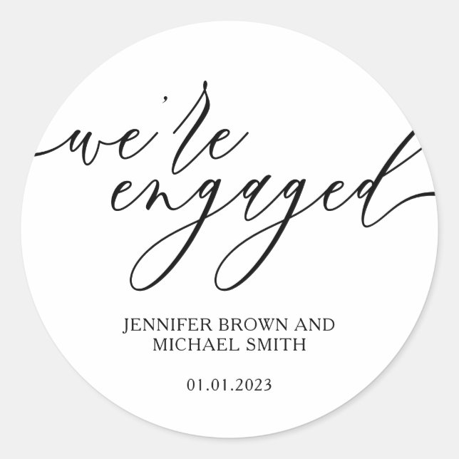 Sticker Rond Script minimal Girly Nous sommes engagés (Devant)