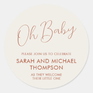 Sticker Rond Script Minimal ivoire Oh Baby