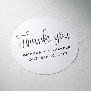 Sticker Rond Script minimaliste de typographie mariage merci