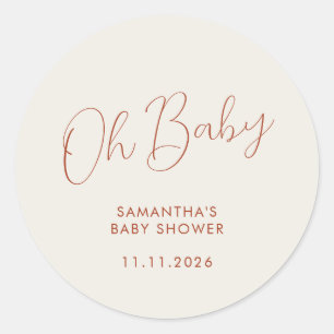 Sticker Rond Script minimaliste ivoire Oh Baby