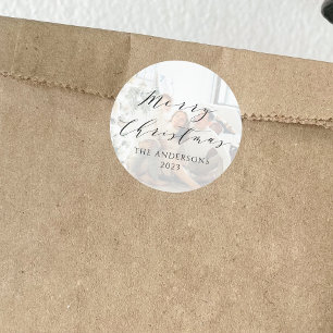 Sticker Rond Script minimaliste Joyeuse couverture photo de Noë