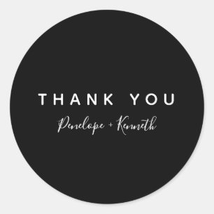 Sticker Rond Script minimaliste Mariage moderne noir et blanc