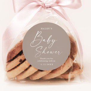 Sticker Rond Script moderne Baby shower neutre genre