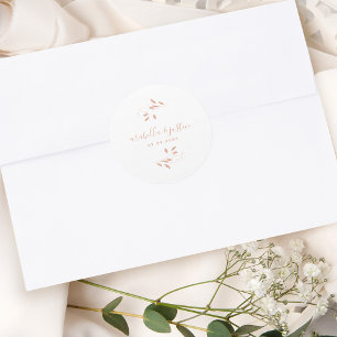 Sticker Rond Script moderne Botanique Dusty Mariage rose