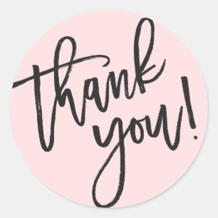 Sticker Rond Script moderne de brush noir rose clair merci
