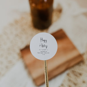 Sticker Rond Script moderne Joyeux vacances Enveloppe Phoques