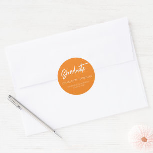 Sticker Rond Script moderne Orange White Graduation