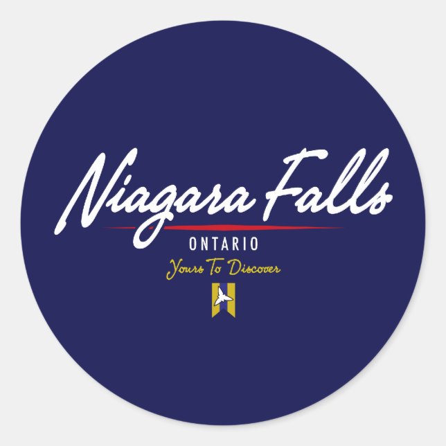 Sticker Rond Script Niagara Falls (Devant)