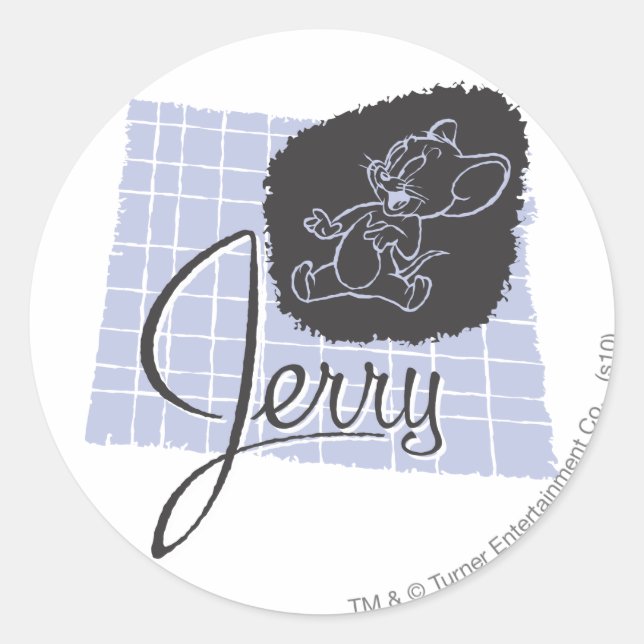 Sticker Rond Script noir et bleu Jerry (Devant)