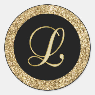 Sticker Rond Script or Monogram L