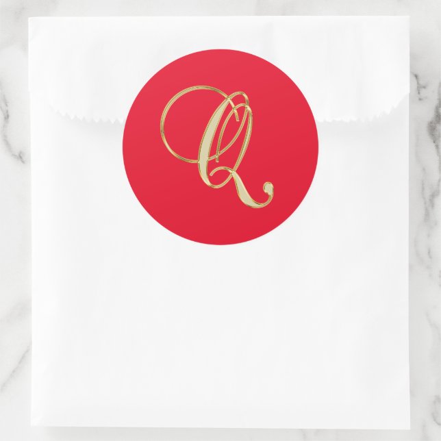 Sticker Rond Script or Monogramme Q (Sac)