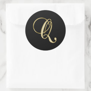 Sticker Rond Script or Monogramme Q