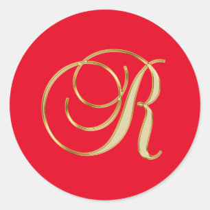 Sticker Rond Script or Monogramme R