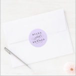 Sticker Rond Script romantique Calligraphy Light Purple Wedding<br><div class="desc">Elegant calligraphy light purple wedding</div>