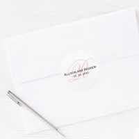 Script rose vif initial R Monogramme Mariage Favor