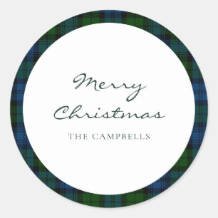 Sticker Rond Script rustique plaid Campbell Tartan militaire
