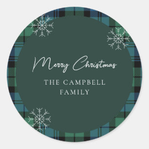 Sticker Rond Script rustique plaid Elegant Campbell Tartan
