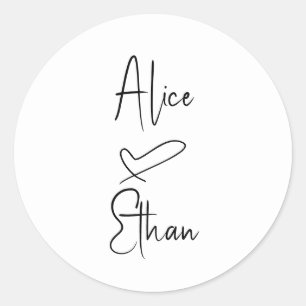 Sticker Rond Script Signature Mariage de coeur