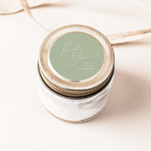 Sticker Rond Script Whimsical   Sage Merci Faveur de mariage