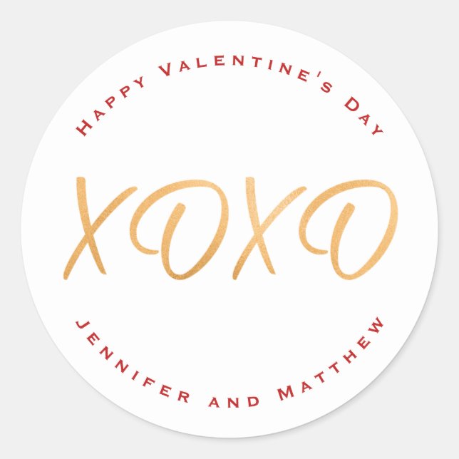 Sticker Rond Script XOXO Joyeuse Saint-Valentin Fête (Devant)