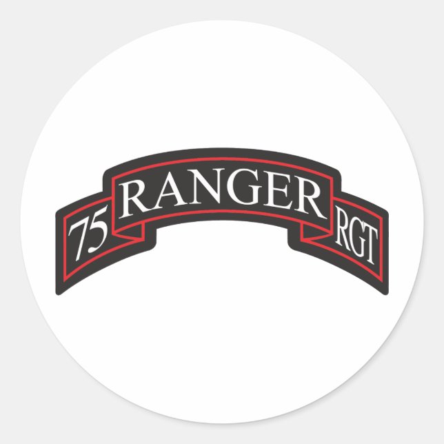 Sticker Rond Scroll du 75e régiment de Rangers (Devant)