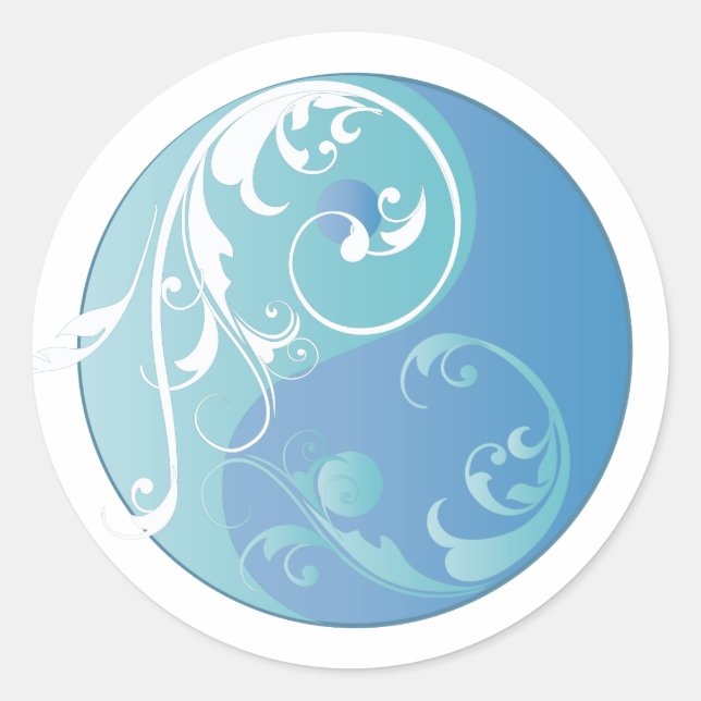 Sticker Rond Scrolling Yin & Yang (Earth blues) (Devant)
