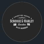 Sticker Rond Scrooge and Marley Counting House Christmas Carol<br><div class="desc">Scrooge and Marley Counthouse Christmas Carol Bah Humbug</div>