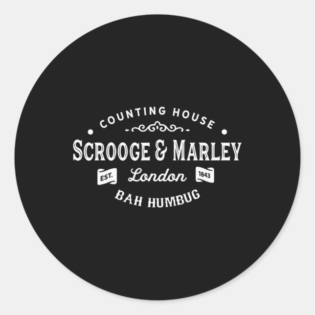 Sticker Rond Scrooge and Marley Counting House Christmas Carol (Devant)