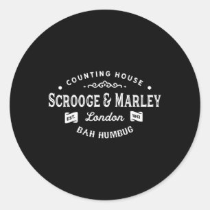 Sticker Rond Scrooge and Marley Counting House Christmas Carol