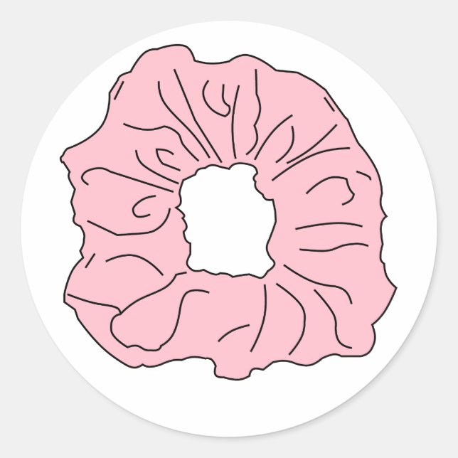 Sticker Rond scrunchie rose (Devant)