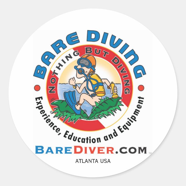 Sticker Rond Scuba Crazy Diver, ATLANTA USA (Devant)
