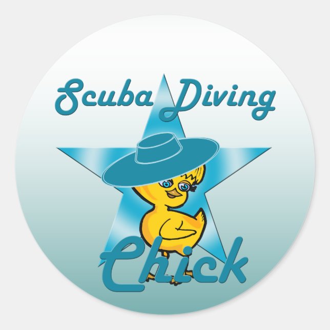 Sticker Rond Scuba Diving Chick #7 (Devant)