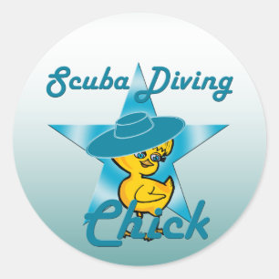 Sticker Rond Scuba Diving Chick #7