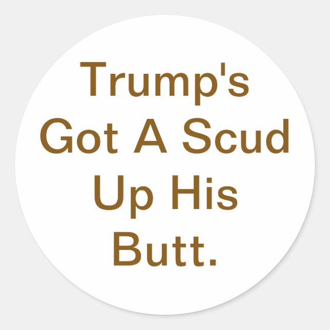 Sticker Rond Scud Up Trump Butt Hankamer Artjunkhaus Comic Yum! (Devant)