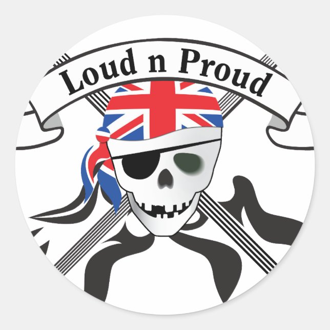 Sticker Rond Scull et guitares GB (Devant)