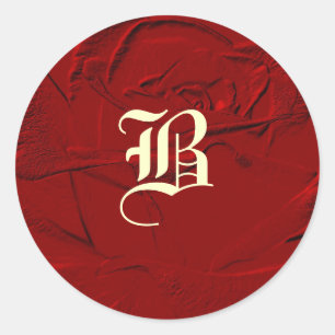 Sticker Rond Sculpté Look Rose rouge Monogramme